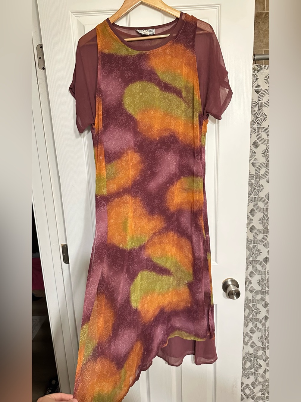 Vintage Layered Sheer Mesh Maxi Dress L Fairy Grunge Earthcore Goblincore Fall